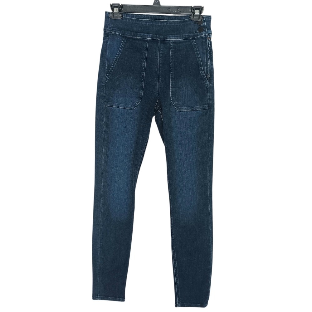 FRAME Skinny Jeans Women 26 Dark Blue High Rise Side Zip Patch Pocket Skinny